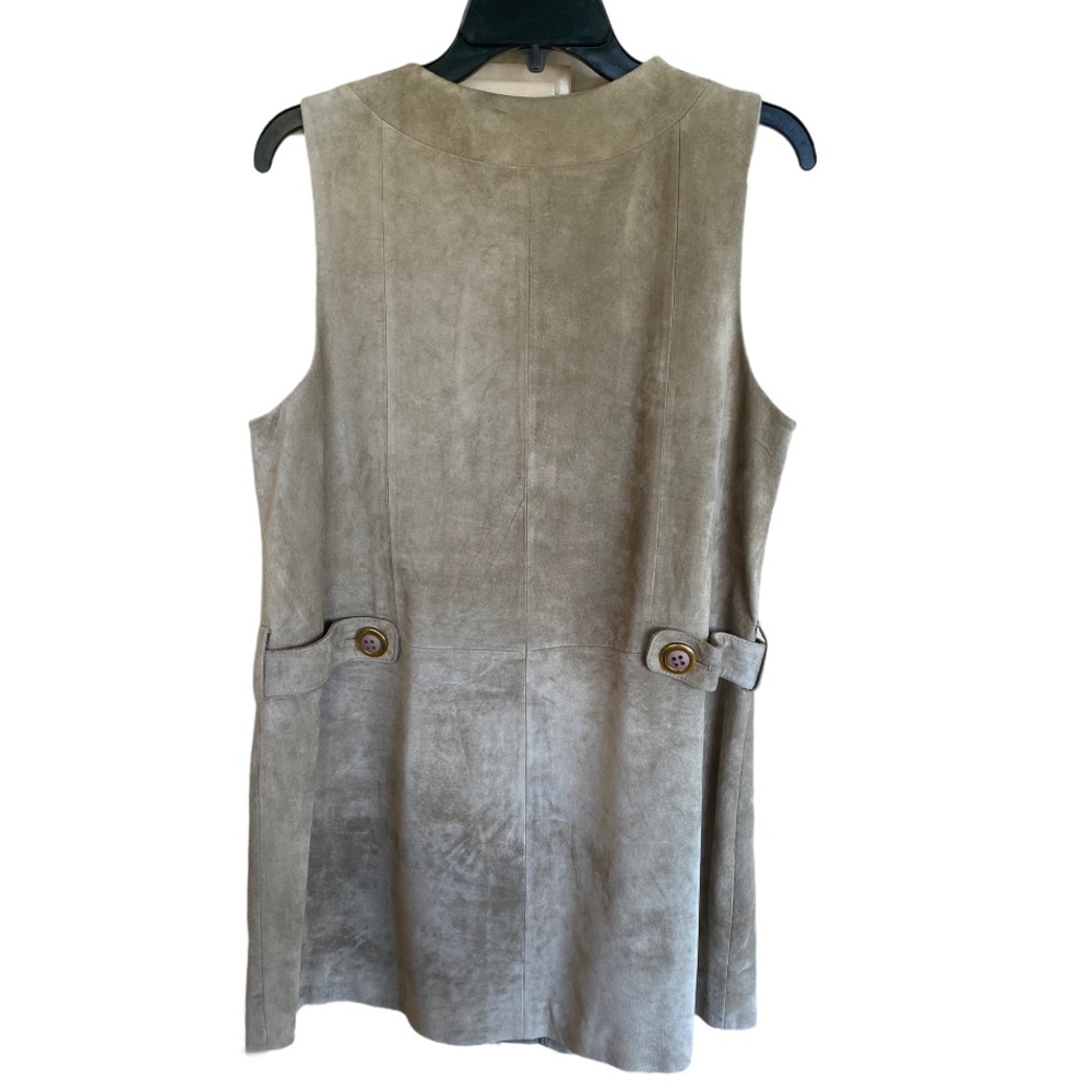 Suede sheath Dress / Sarafan - tan suede M - Picture 3 of 10
